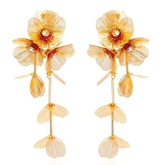 New Zara Gold Floral Cascading Earrings - Picture 5 of 8